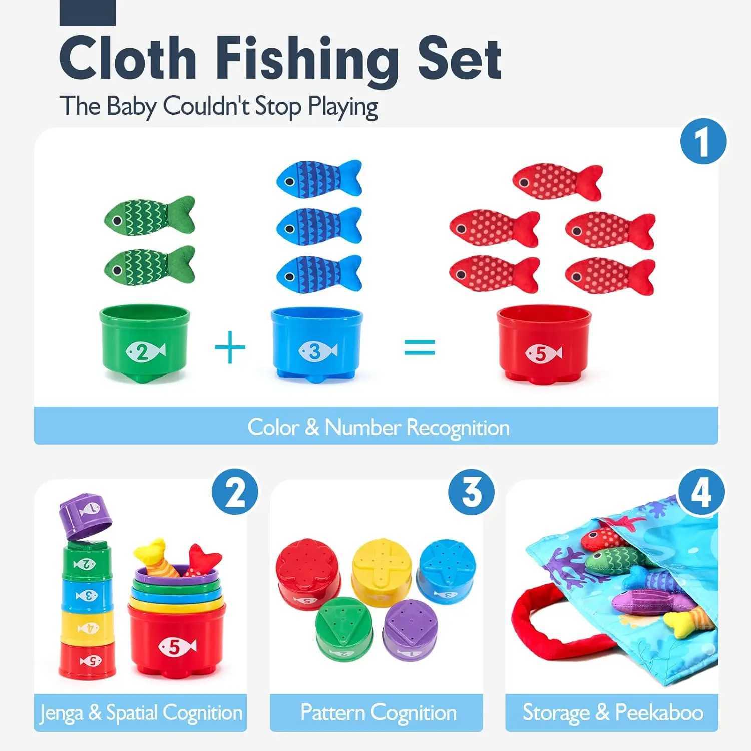 Cloth Fishing Game Set Toddler Toys Montessori Toys for Boy Girl Birthday Gift Stacking Cups Number Color Shape Learning Toy Kid Z260812 - view 4