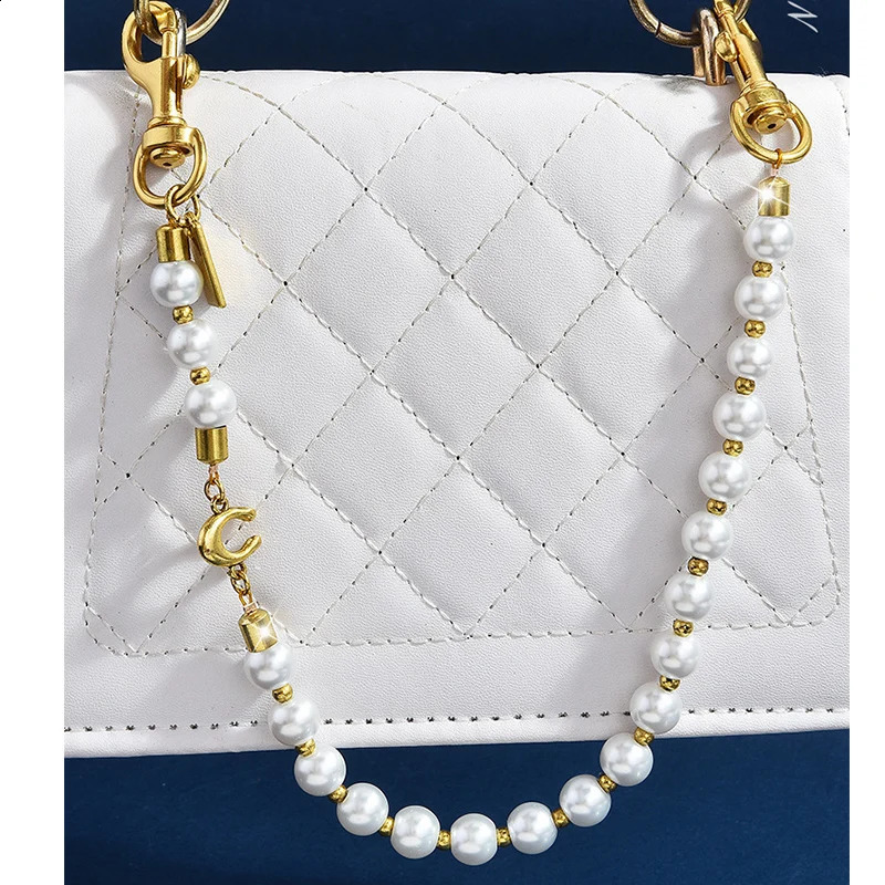 Pearl Purse Chain Charm Keychain for Women Detachable Handbag Strap with Letter C Charm Fashion Bag Accessories Gifts 260812 - view 3