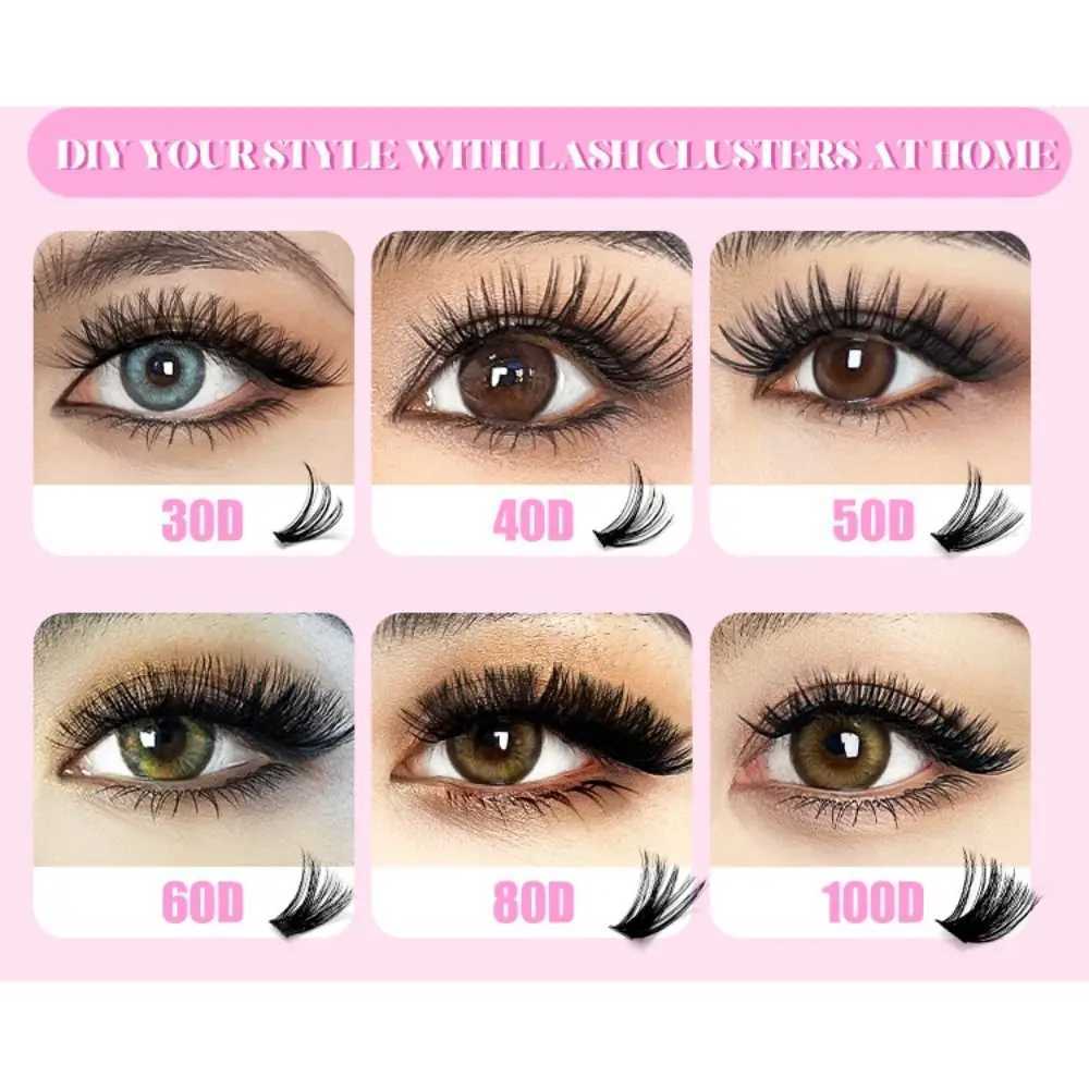Eyelashes False 9-16mm 3D Length Volume Natural Look DIY Lash Extension Kit Volume Fans Wispy Style 3D Faux Mink Lash N260812 - view 4