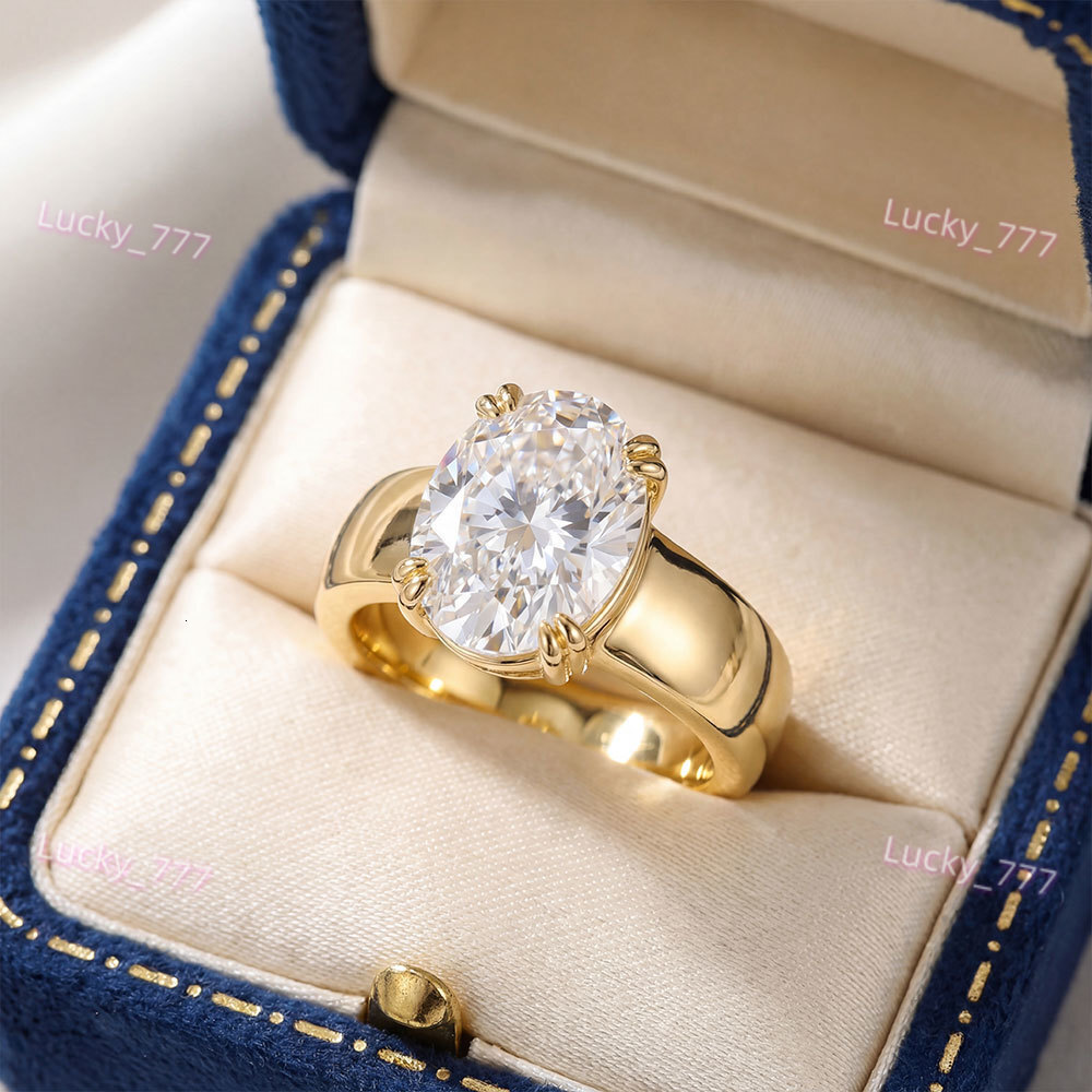 Classic Oval Lab Grown Diamond Engagement Ring 10k/14k/18k Solid Gold 4.5ct D Color IGI Certified Fancy Vivid Luxury Ring - view 7