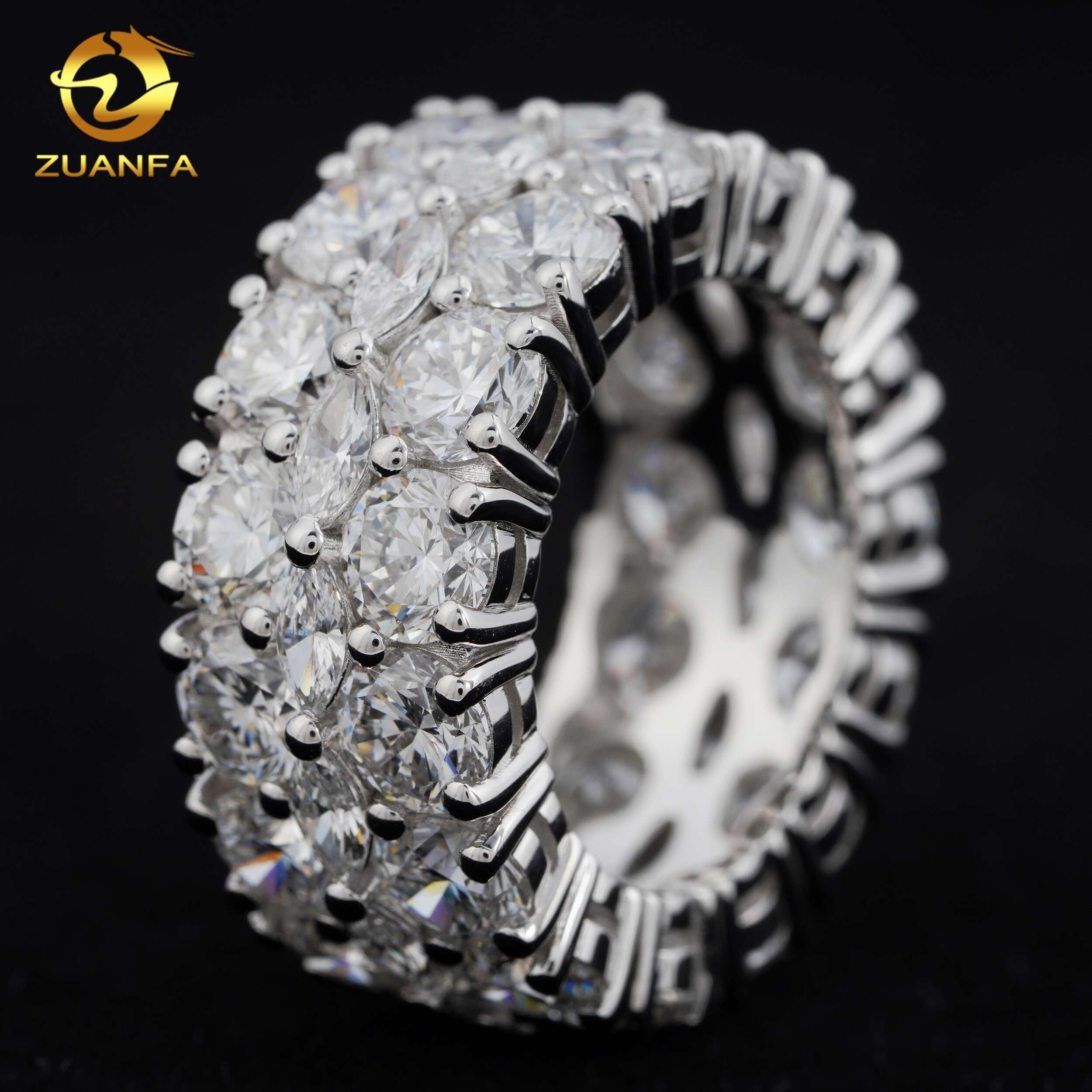 Deluxe Lab Grown Diamond Ring for Men Hip Hop Jewelry 925 Silver Lab Diamond Wedding Band Ring - view 6