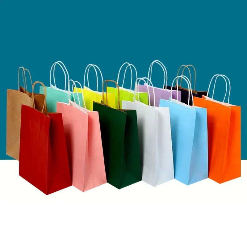 10/30/50pcs Holiday Party Gift Bag with Handle Jewelry Shopping Bag Christmas Valentine's Day Marriage Gift Colored Paper Bag 260807 - view 6