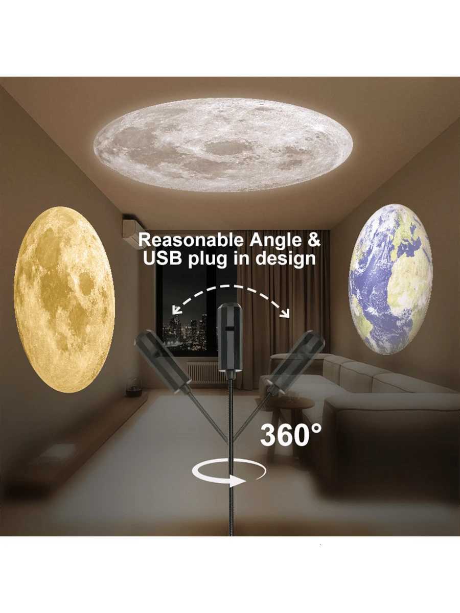USB Powered LED Starry Night Projection Light 3610 Replaceable Planetary Projectors 360 Rotation Portable With Ceiling Photo Background Decoration Su  - view 5