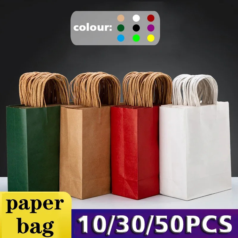 10/30/50pcs Holiday Party Gift Bag with Handle Jewelry Shopping Bag Christmas Valentine's Day Marriage Gift Colored Paper Bag 260807