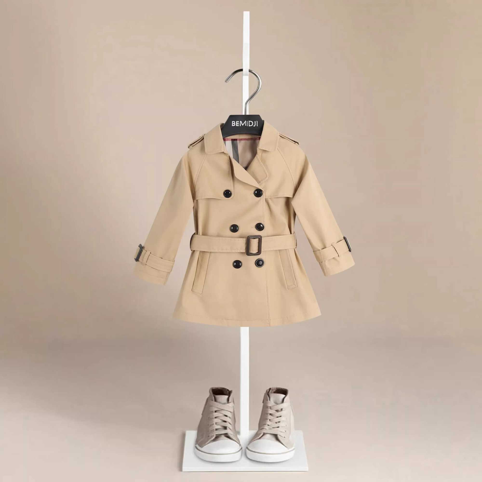 Spring Autumn Cotton Teen Boys Long Trench Coats New Fashion England Style Windbreaker Jacket for Girls Children Clothing Z260812 - view 7