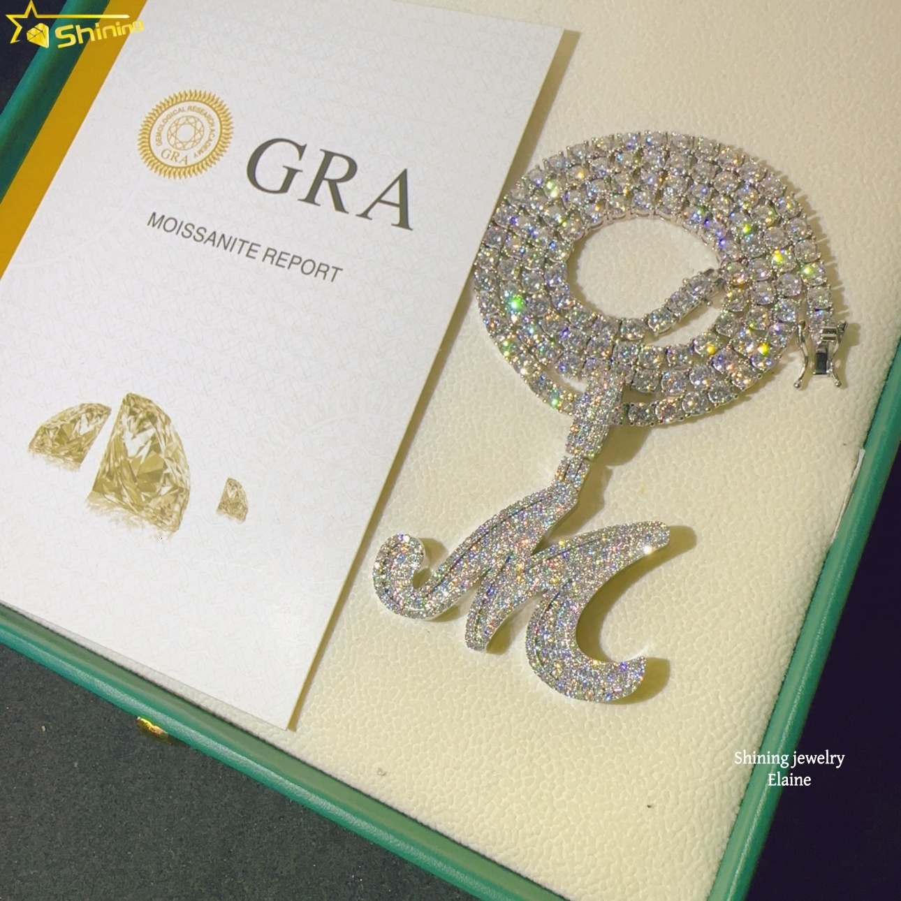 High Quality Iced Out Hip Hop Jewelry VVS Moissanite Diamond Rapper Custom Fashion Letter Pendant - view 4