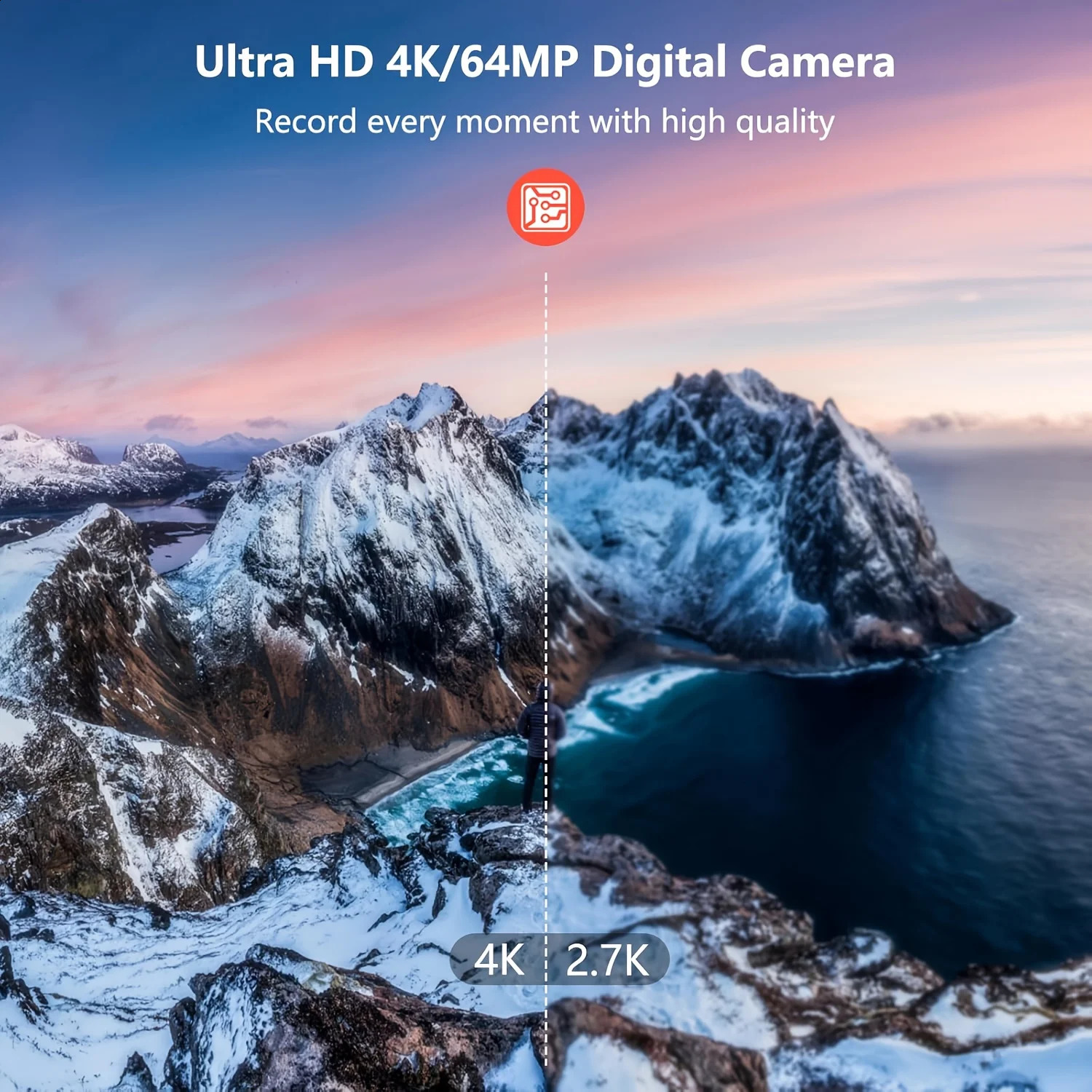 4K Digital Camera for Pography 4k with Ring Light180° Flip Screen Vlogging BeauTY Mode Point and Shoot Cameras y260821 - view 4