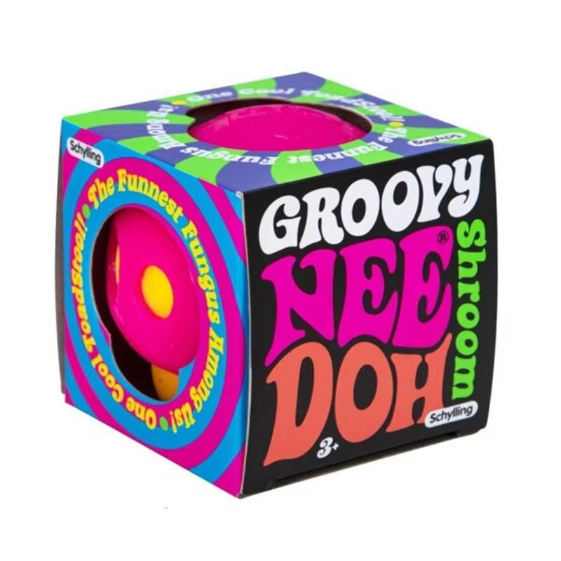 Needoh Groovy Shroom Squishy Fidget Retro Mushroom Soft Stress Ball Non-toxic Anxiety Relief Calm Down Desk Accompany Toy 26L0813 - view 7