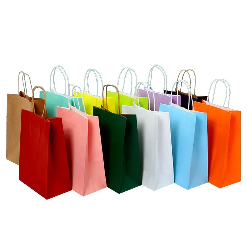 10/30/50pcs Holiday Party Gift Bag with Handle Jewelry Shopping Bag Christmas Valentine's Day Marriage Gift Colored Paper Bag 260807 - view 7