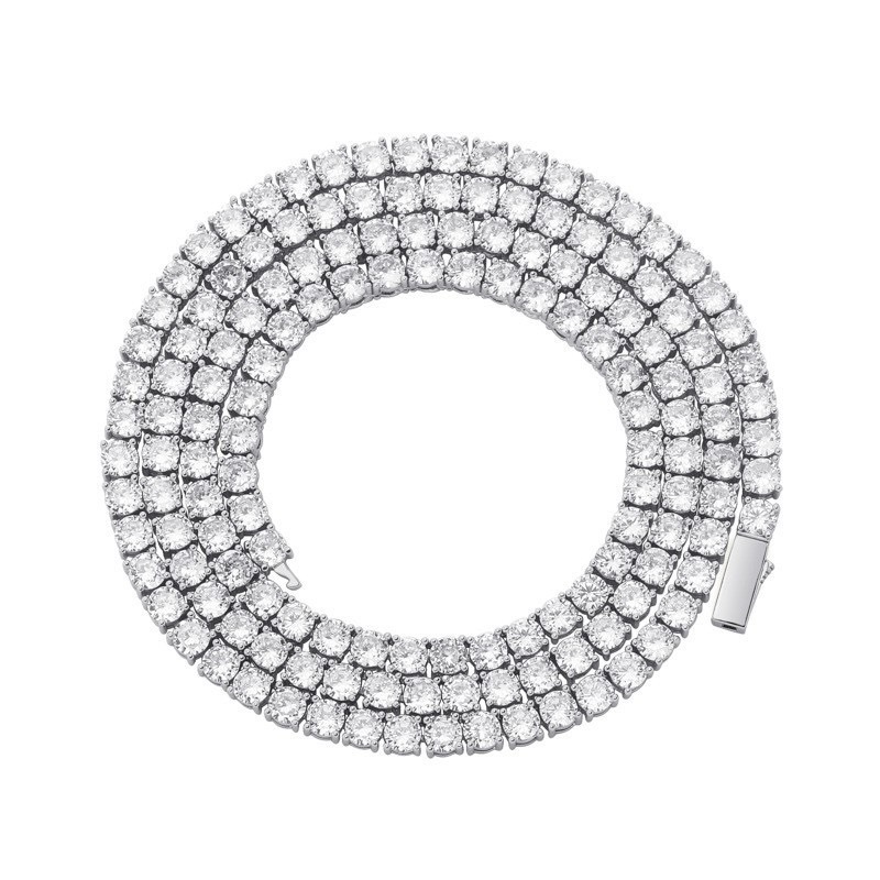 hip hop Waterproof Jewelry Gold Plated Stainless Steel VVS Moissanite Diamond Classic Tennis Bracelet Chain Necklace - view 4