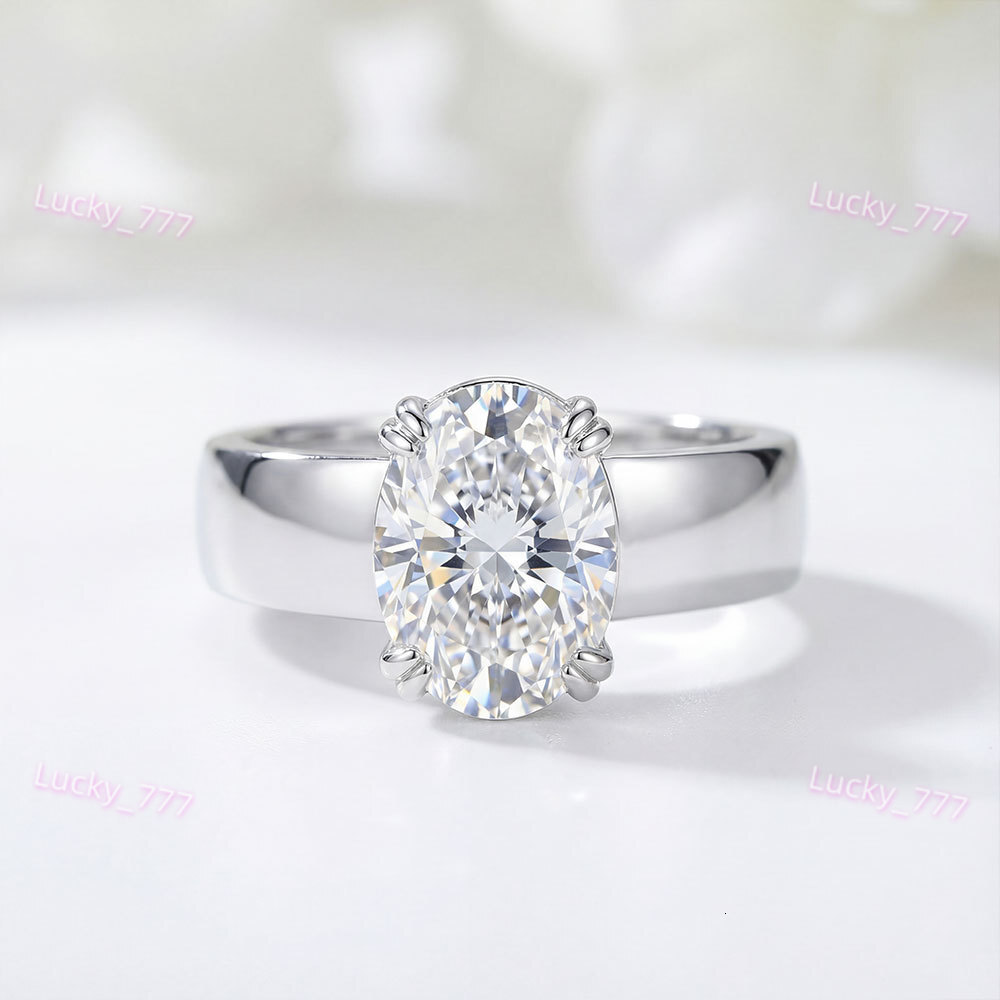 Classic Oval Lab Grown Diamond Engagement Ring 10k/14k/18k Solid Gold 4.5ct D Color IGI Certified Fancy Vivid Luxury Ring - view 5