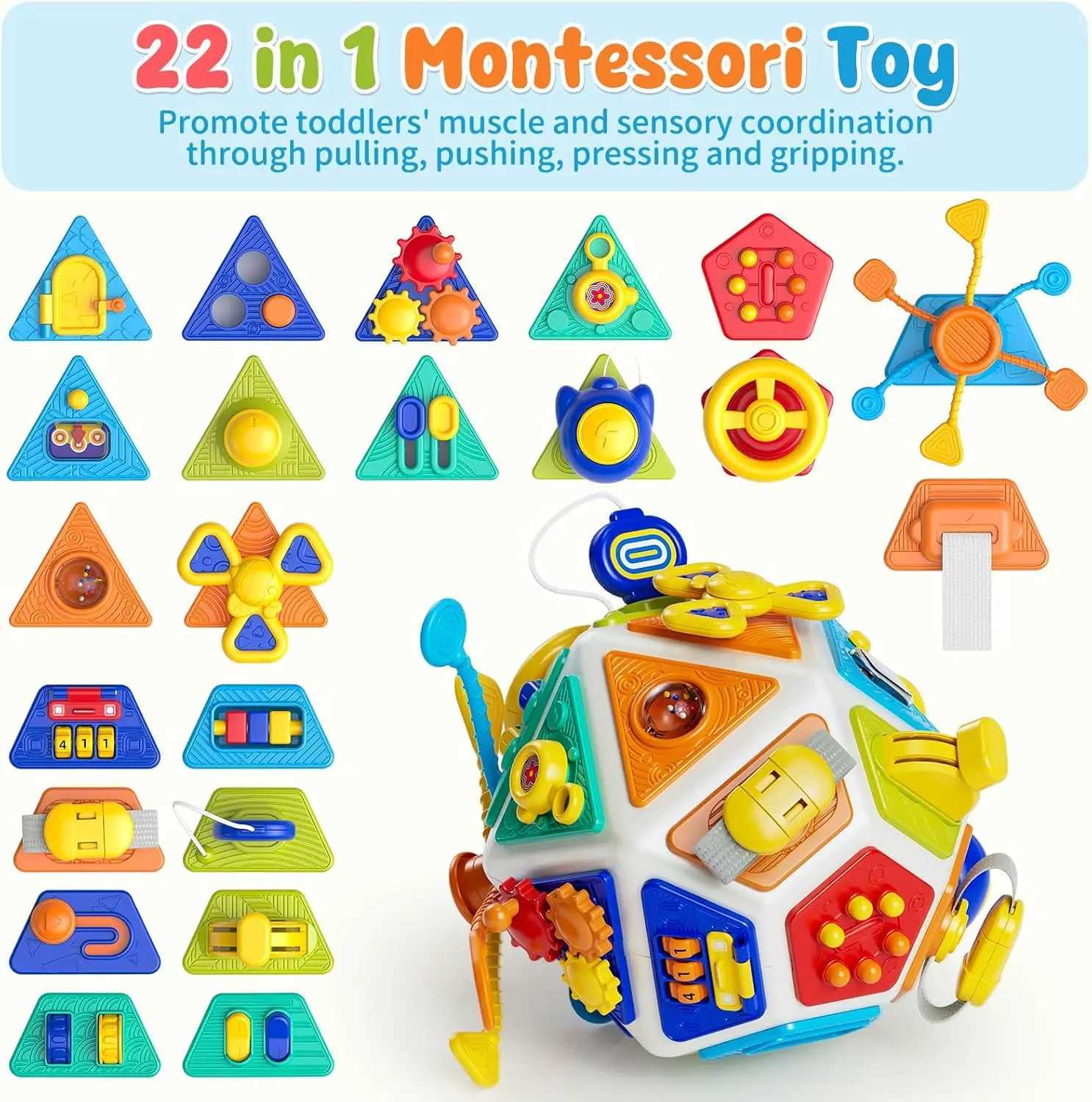 22-in-1 Baby Busy Board Activity Cube Toys Montessori Toy Educational Learning Sensory Travel Toys for Infant Christmas Gifts Z260812