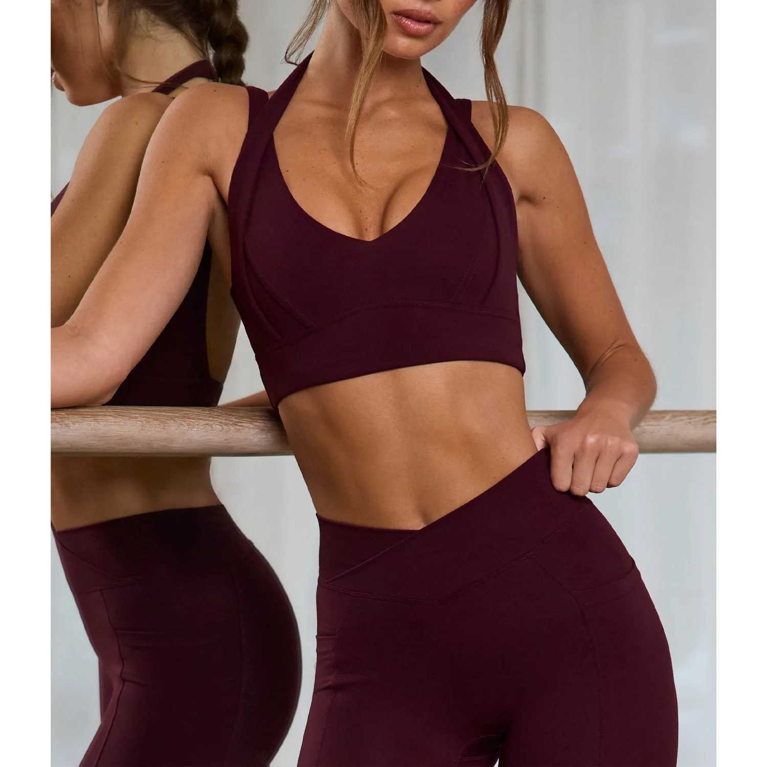 Yoga Piece Women's Set 2 Halter Sports Bra and High Waist Flare Leggings for Gym Pilates Fitness N260813 - view 4