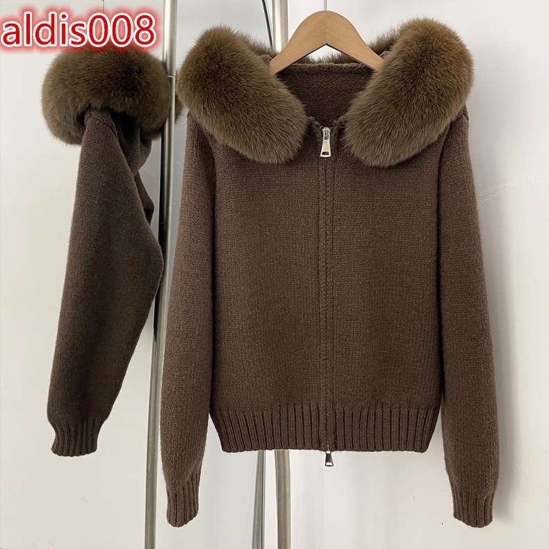 Custom Oem Fashion Fur Women's Hooded Knit Coat Jacket Female Loose Zipper Winter Oversized Cardigan Knitted Hoodie Sweater