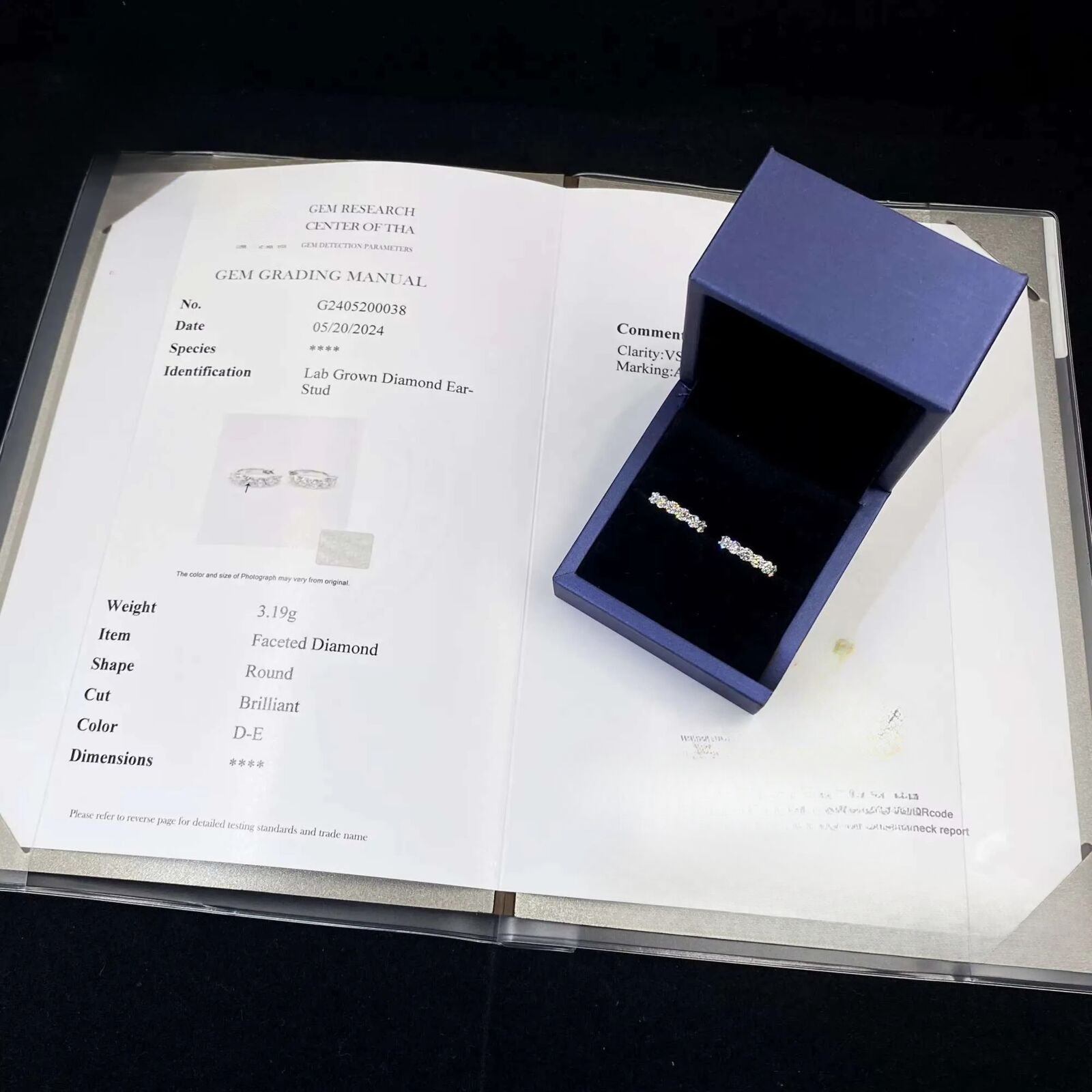 Real Hoop Ear Rings Fashion 3mm Lab Grown Diamond Huggies Earring 14K Solid Gold Earrings - view 7