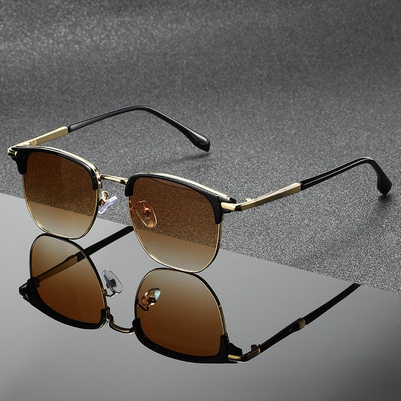 Sunglasses Retro Fashion New Metal Half Frame Handsome Sunglasses Square Sunglasses Universal Sunshade Glasses - view 5