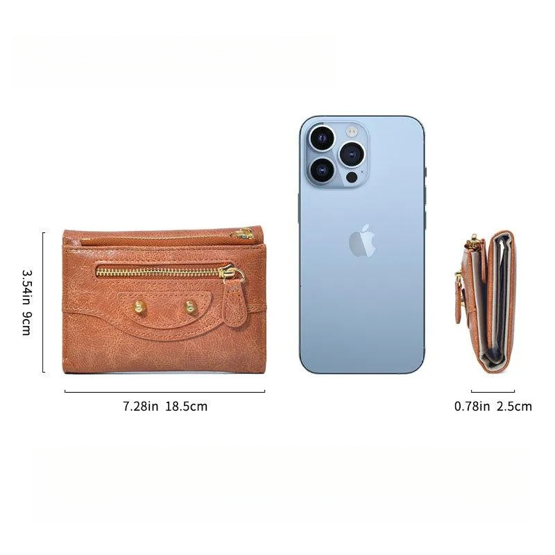 Wallets Designers Woman Coin Pouch Featuring Brass Hardware And Rivet Details Minimalist Style Small Wallet For Everyday Use - view 4
