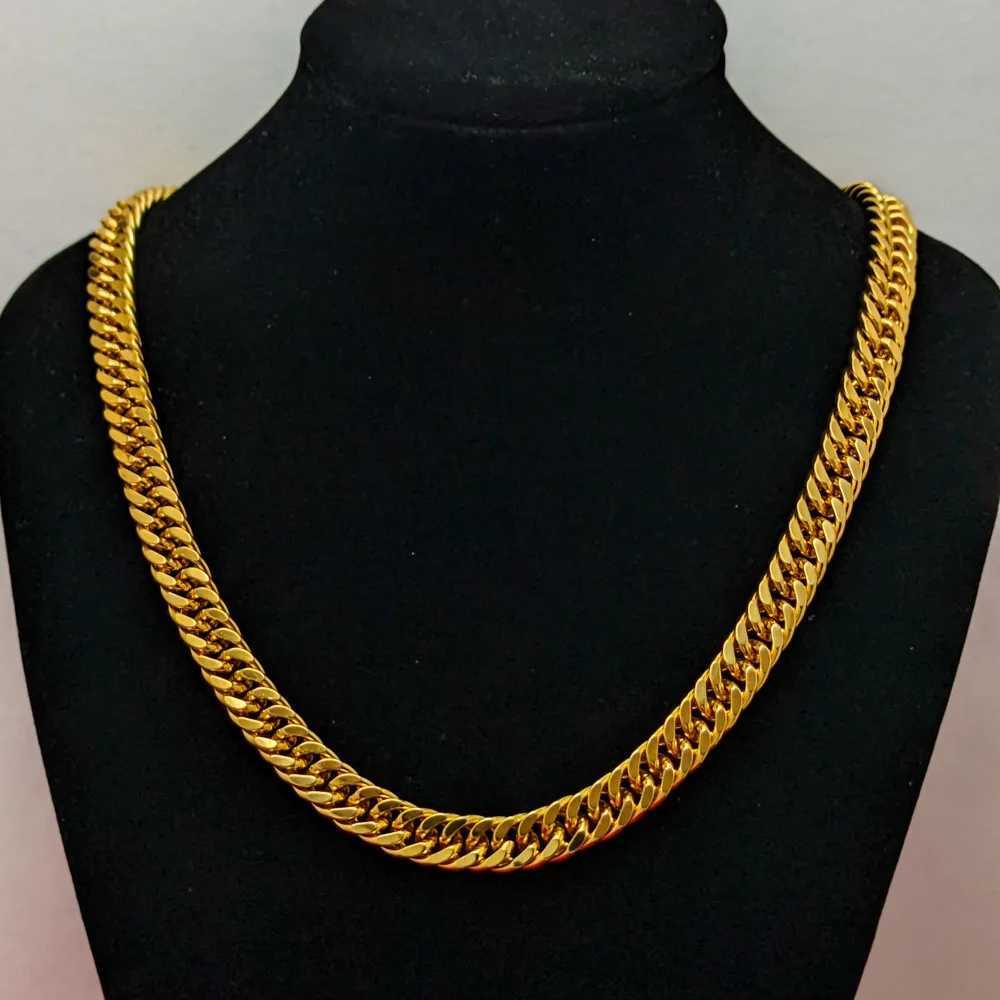 9999 24K real gold Luxurious men's flat chain Boss necklace is simple and elegant men's exclusive gold jewelry gold necklace N260814