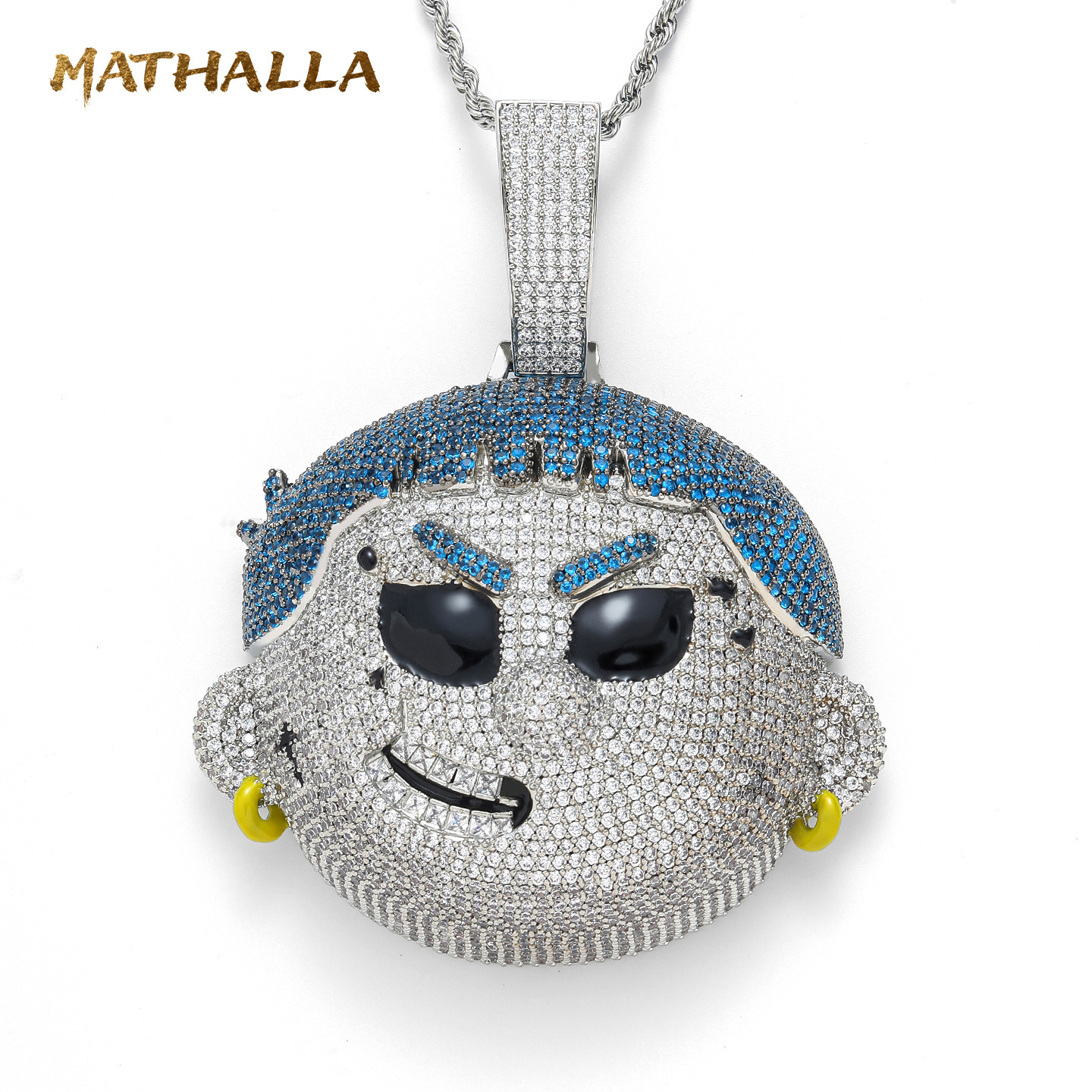 Heavy Armor 3D Mecha Cyborg Style Iced Out Moissanite Pendant Necklace For Men Full Micro Pave Multicolor Sparkling Stone Hip Hop Charm Cool Anime Str - view 3