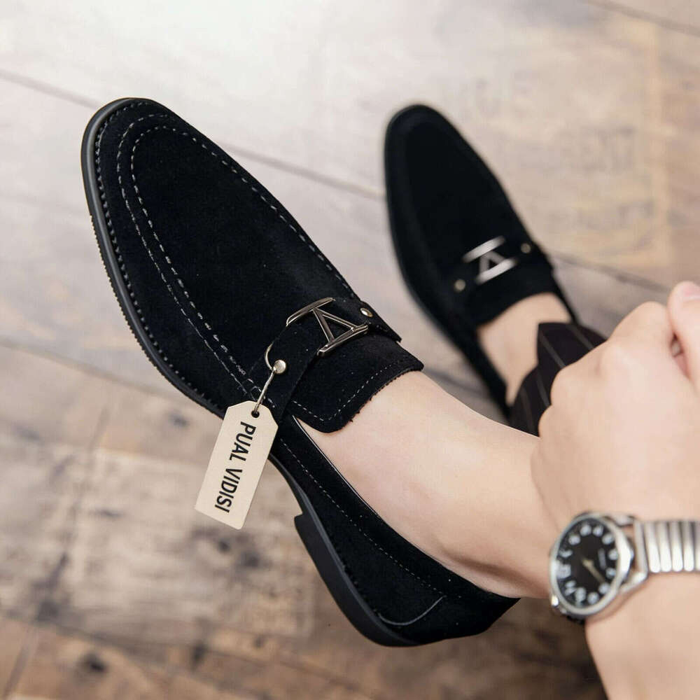 Men's Suede Loafers Breathable Slip-On Dress Shoes for Business Casual Driving Daily Outfit - view 4
