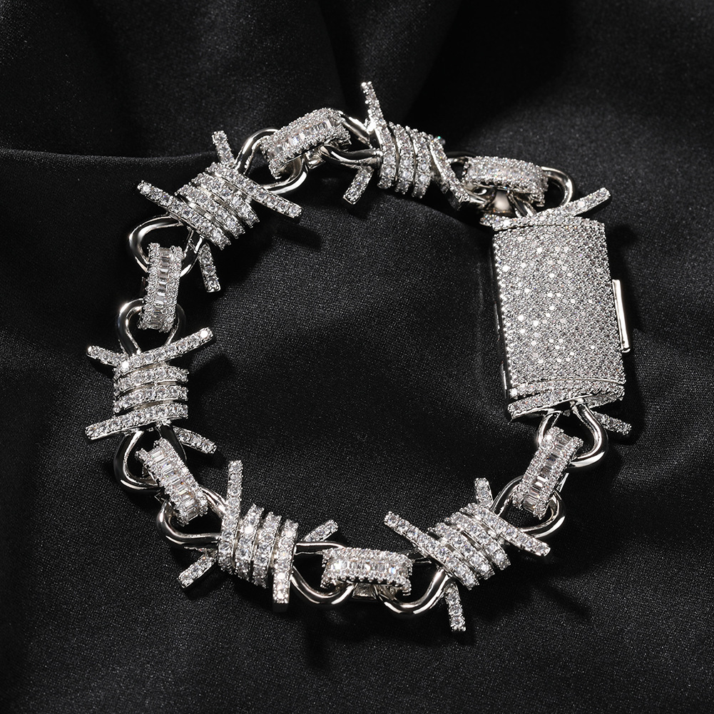 Luxury Shining MoissaniteVVSia Moissanite Diamond Hip-Hop Bracelet for Men and Women Personalized Punk Style Wire Thorn Chunky Thorn Bracelet - view 4