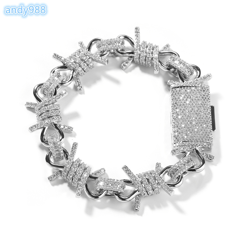 Luxury Shining MoissaniteVVSia Moissanite Diamond Hip-Hop Bracelet for Men and Women Personalized Punk Style Wire Thorn Chunky Thorn Bracelet