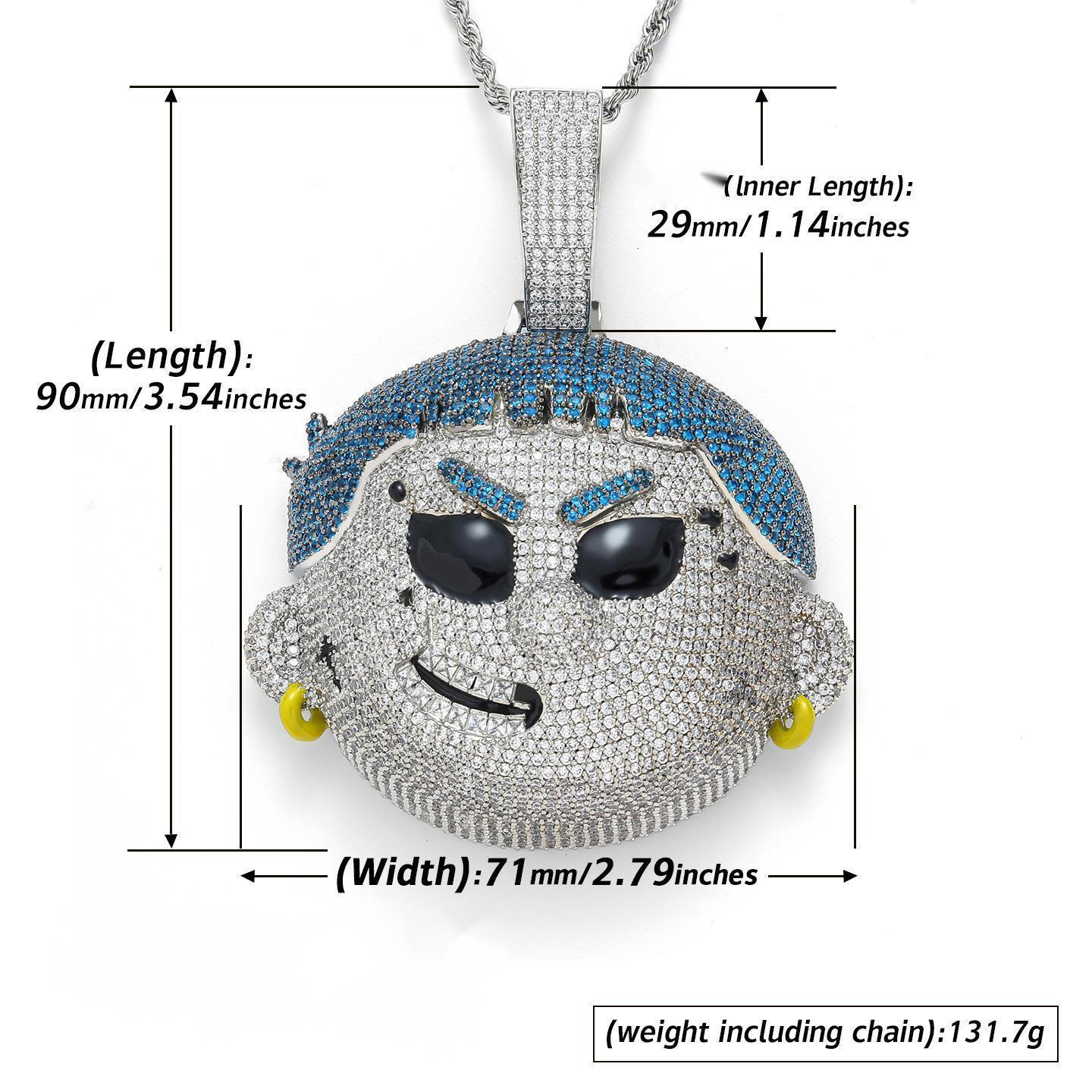 Heavy Armor 3D Mecha Cyborg Style Iced Out Moissanite Pendant Necklace For Men Full Micro Pave Multicolor Sparkling Stone Hip Hop Charm Cool Anime Str - view 5