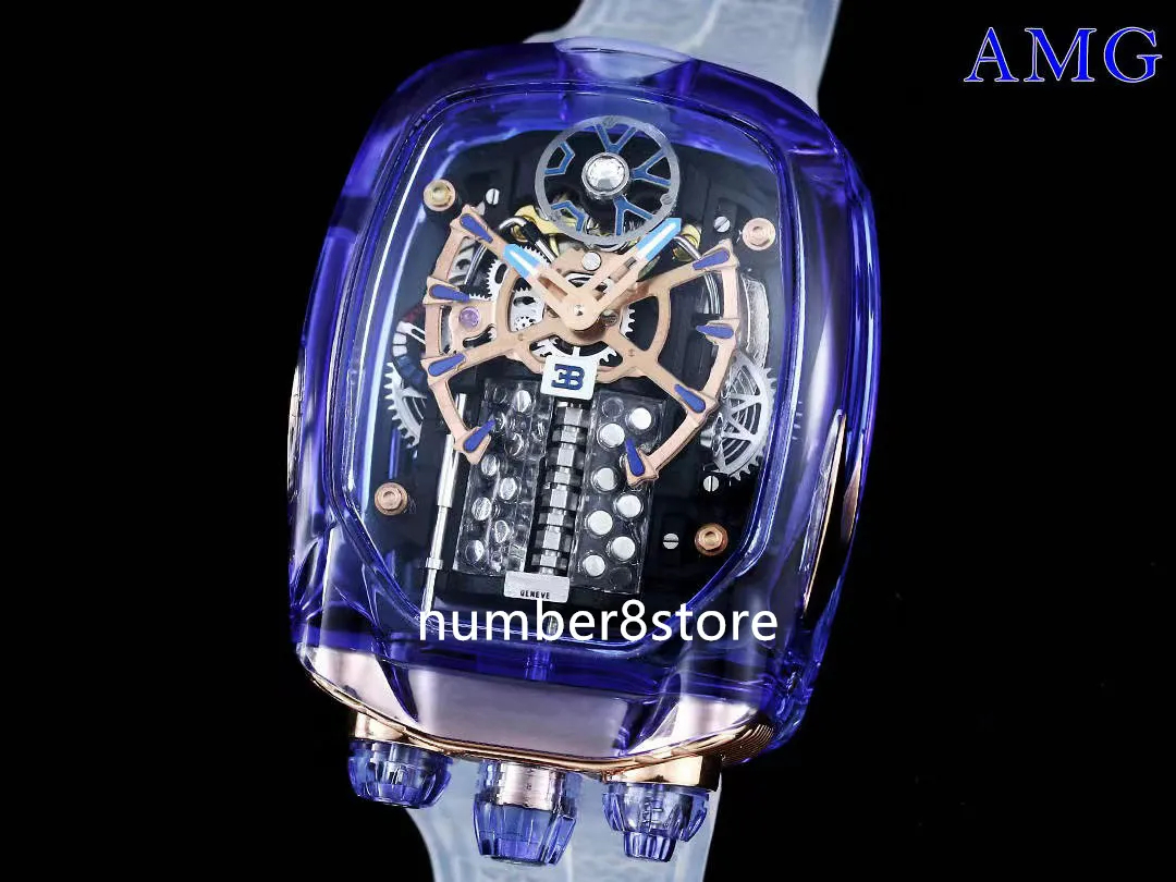 Orologio Da Uomo Automatico Bugatti Chiron W16, Stile Tourbillon, Cassa Tonneau…