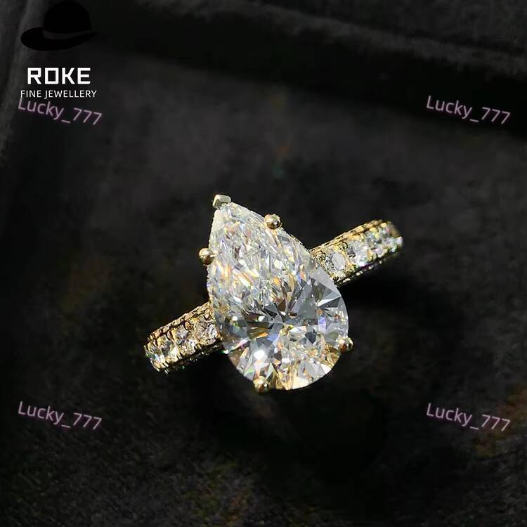 Pear-cut Lab-grown Diamond IGI Certified Prong-set Design Bespoke 9K-18K Gold 5ct Diamond Ring Bridal Jewellery Gift - view 4