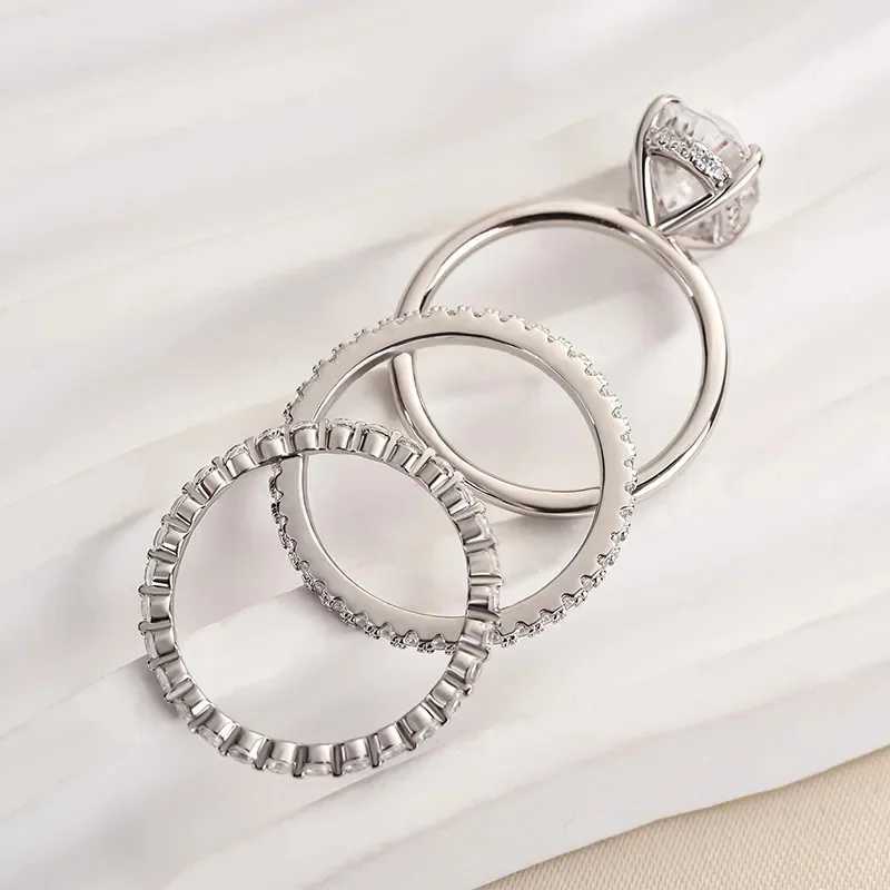 Huitan Hot Trendy 3Pcs Set Rings Women for Wedding Engagement Accessories Luxury Oval Cubic Zirconia Temperament Elegant Jewelry Z260813 - view 6