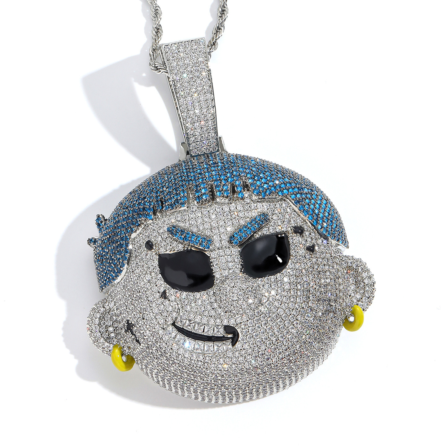 Heavy Armor 3D Mecha Cyborg Style Iced Out Moissanite Pendant Necklace For Men Full Micro Pave Multicolor Sparkling Stone Hip Hop Charm Cool Anime Str - view 4