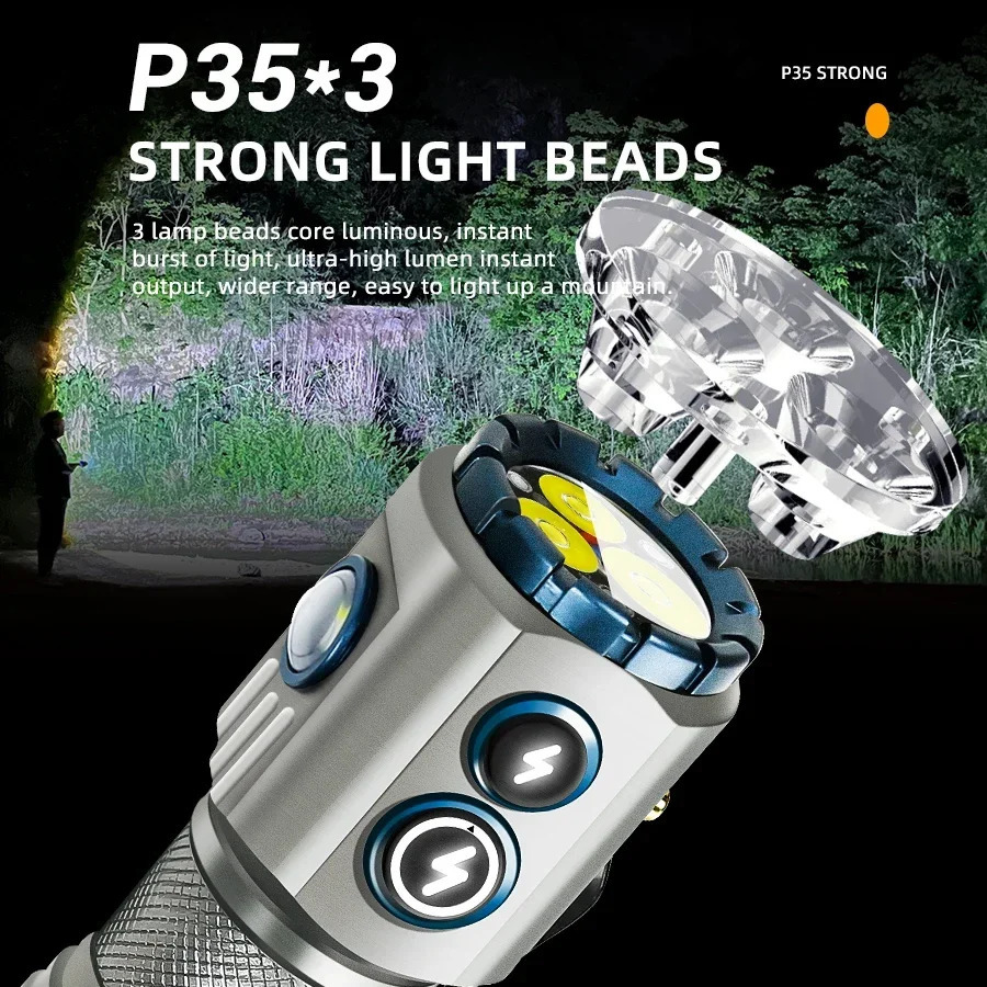 USB Rechargeable RBG LED Flashlight 2000LM Powerful Mini EDC Tactical Lantern Using 18350 Battery Outdoor Camping Fishing Torch 260813 - view 3
