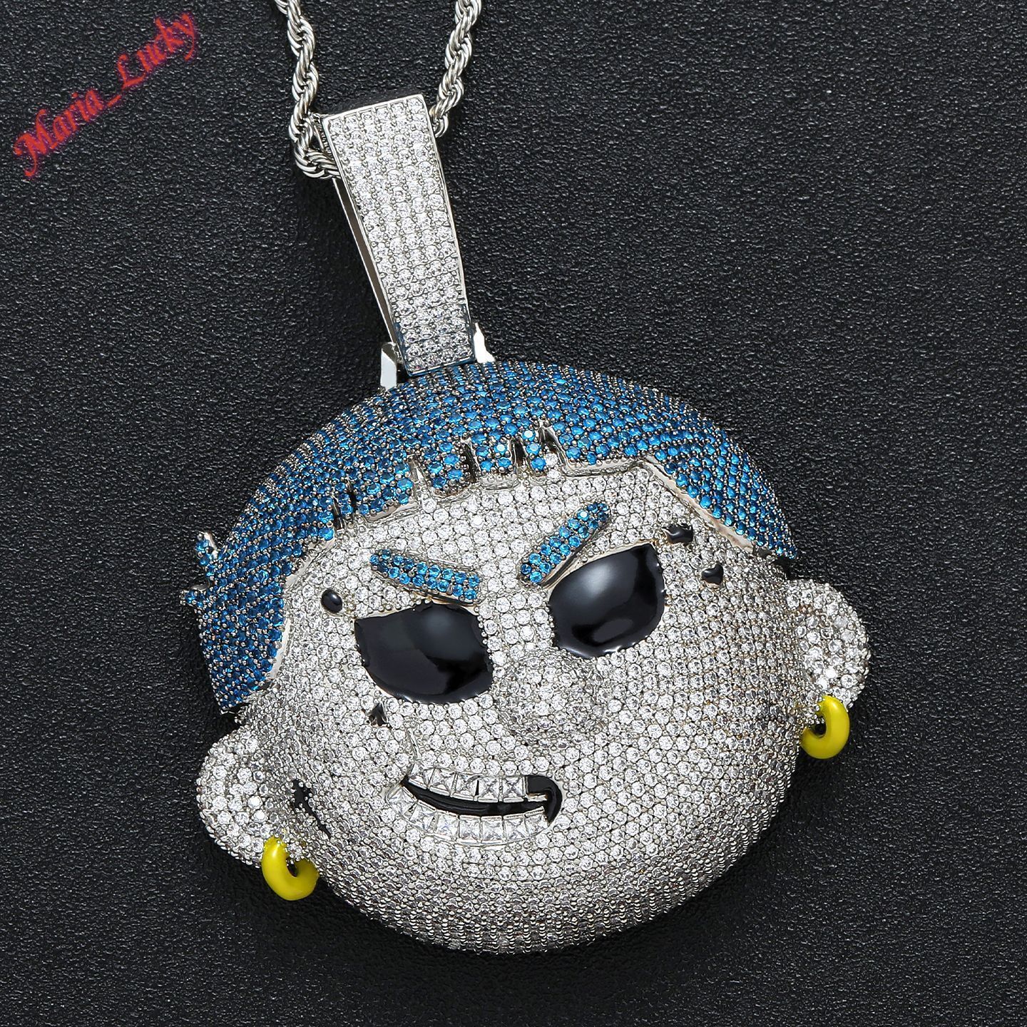 Heavy Armor 3D Mecha Cyborg Style Iced Out Moissanite Pendant Necklace For Men Full Micro Pave Multicolor Sparkling Stone Hip Hop Charm Cool Anime Str