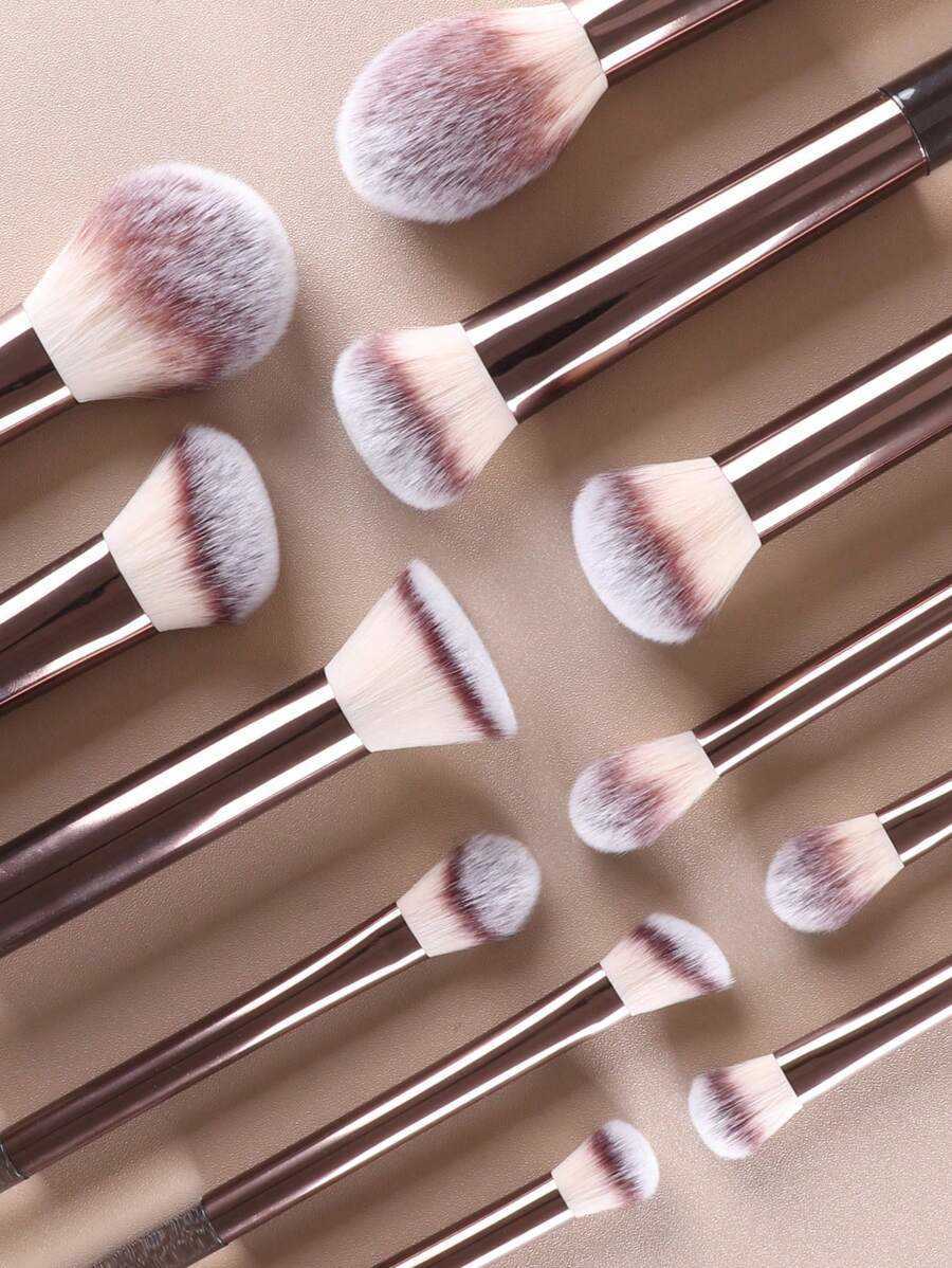 15pcs Set Including Powder Blush Highlighter Eyeshadow Lash Eyeliner Brush Angled Sponge Round Makeup L260814 - view 3