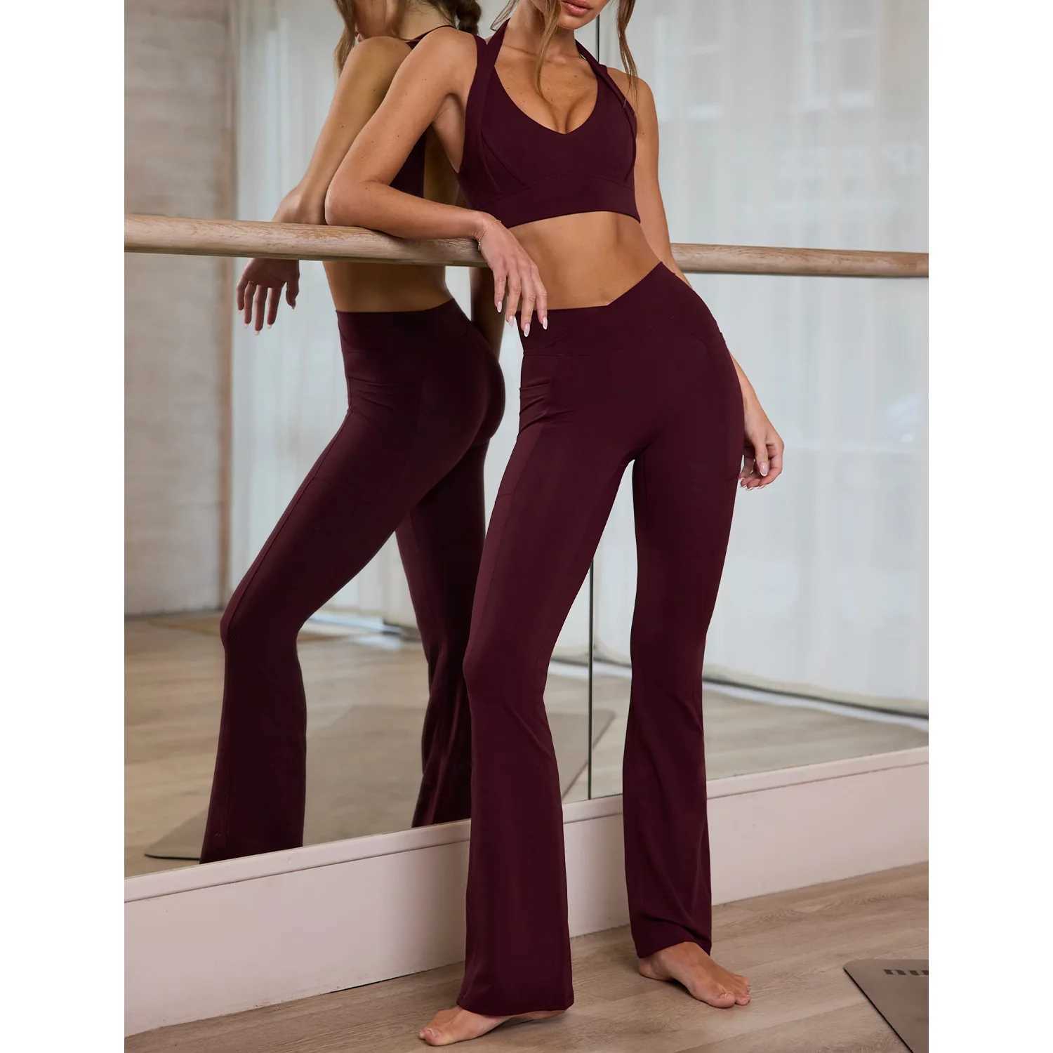 Yoga Piece Women's Set 2 Halter Sports Bra and High Waist Flare Leggings for Gym Pilates Fitness N260813 - view 3