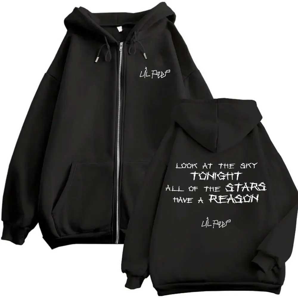 Lil Peep Look At The Sky Tonight All of Stars Have A Reason Zipper Hoodie Men Women Hip Hop Fashion Pop Music Zip Up Jacket Z260814