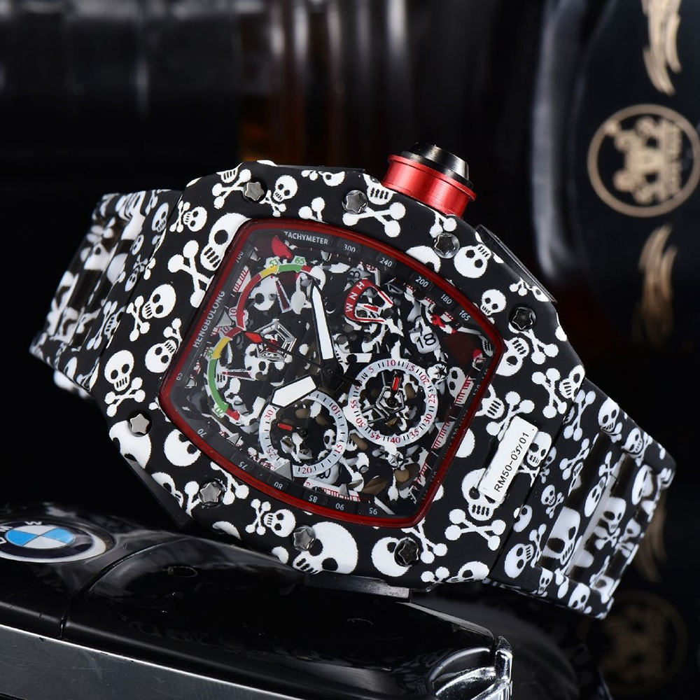 Skull Leopard Print Tonneau Quartz Men 2025 Luxury Brand Men's Unique Creative Style Watch Wine Barrel Shaped Clcok 26Y0815