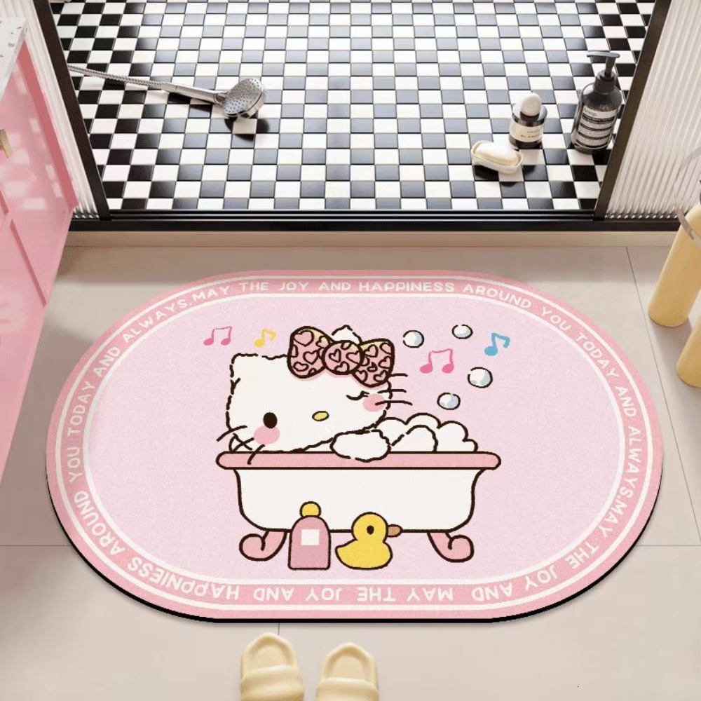 Hello Kitty Bathroom Mat, Non-Slip Absorbent Quick Dry Rug for Toilet Entrance and Shower Room