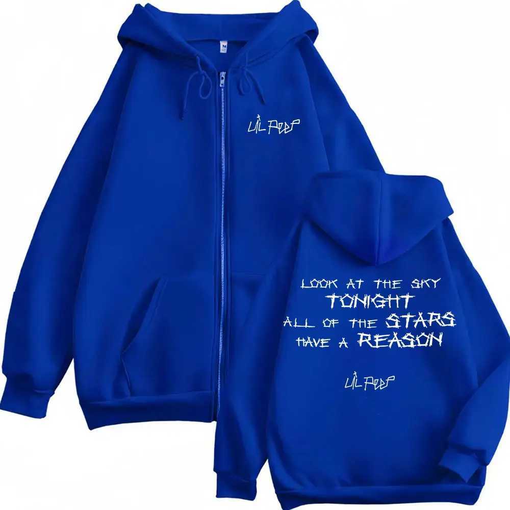 Lil Peep Look At The Sky Tonight All of Stars Have A Reason Zipper Hoodie Men Women Hip Hop Fashion Pop Music Zip Up Jacket Z260814