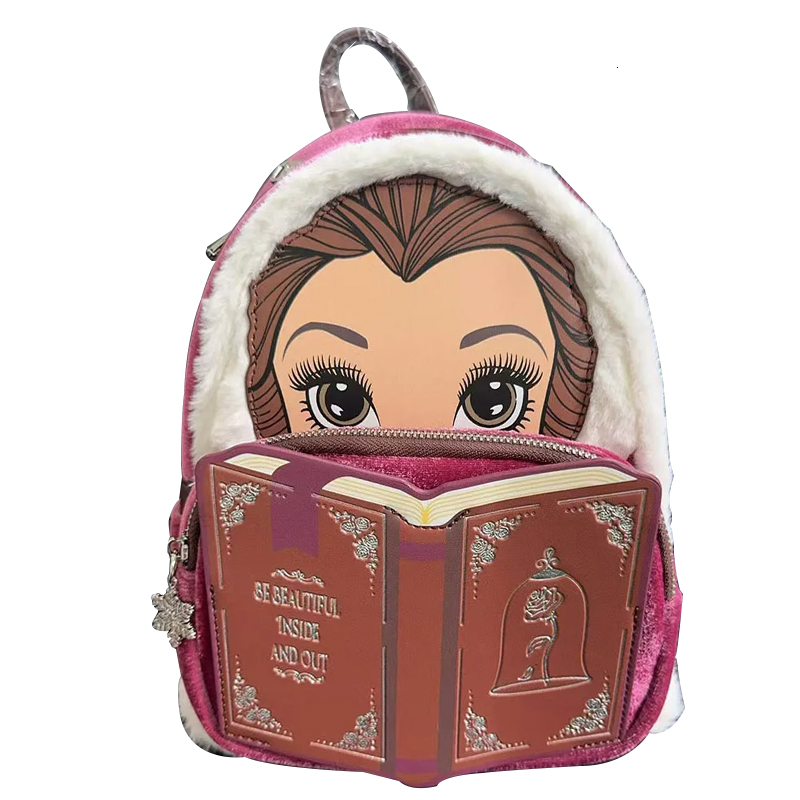 9 styles Loungefly Disney Beauty The Beast and Princess Bell Winter Cosplay Mini Backpack 46