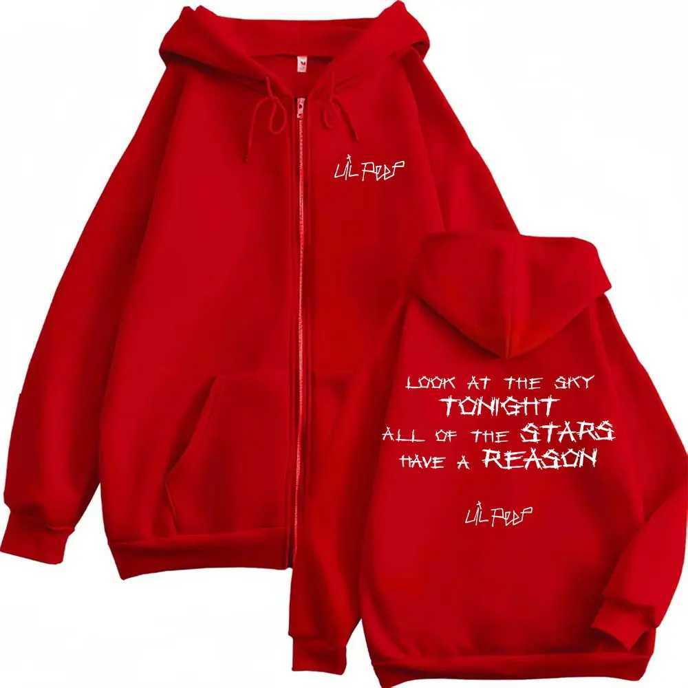 Lil Peep Look At The Sky Tonight All of Stars Have A Reason Zipper Hoodie Men Women Hip Hop Fashion Pop Music Zip Up Jacket Z260814