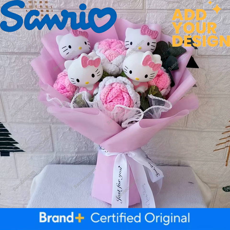 Hello Kitty Cartoon Plush Bouquet Anime Rose Flowers Doll Home Wedding Decoration Christmas Valentine's Day Gift