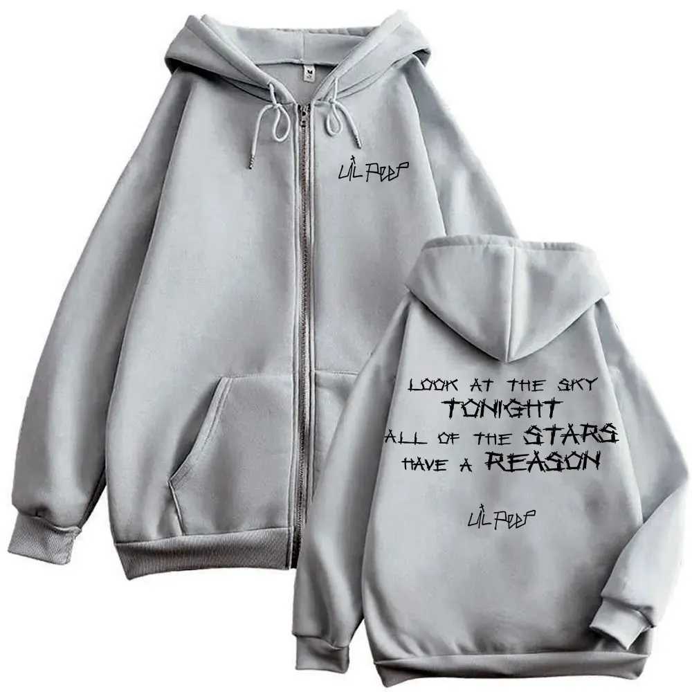 Lil Peep Look At The Sky Tonight All of Stars Have A Reason Zipper Hoodie Men Women Hip Hop Fashion Pop Music Zip Up Jacket Z260814