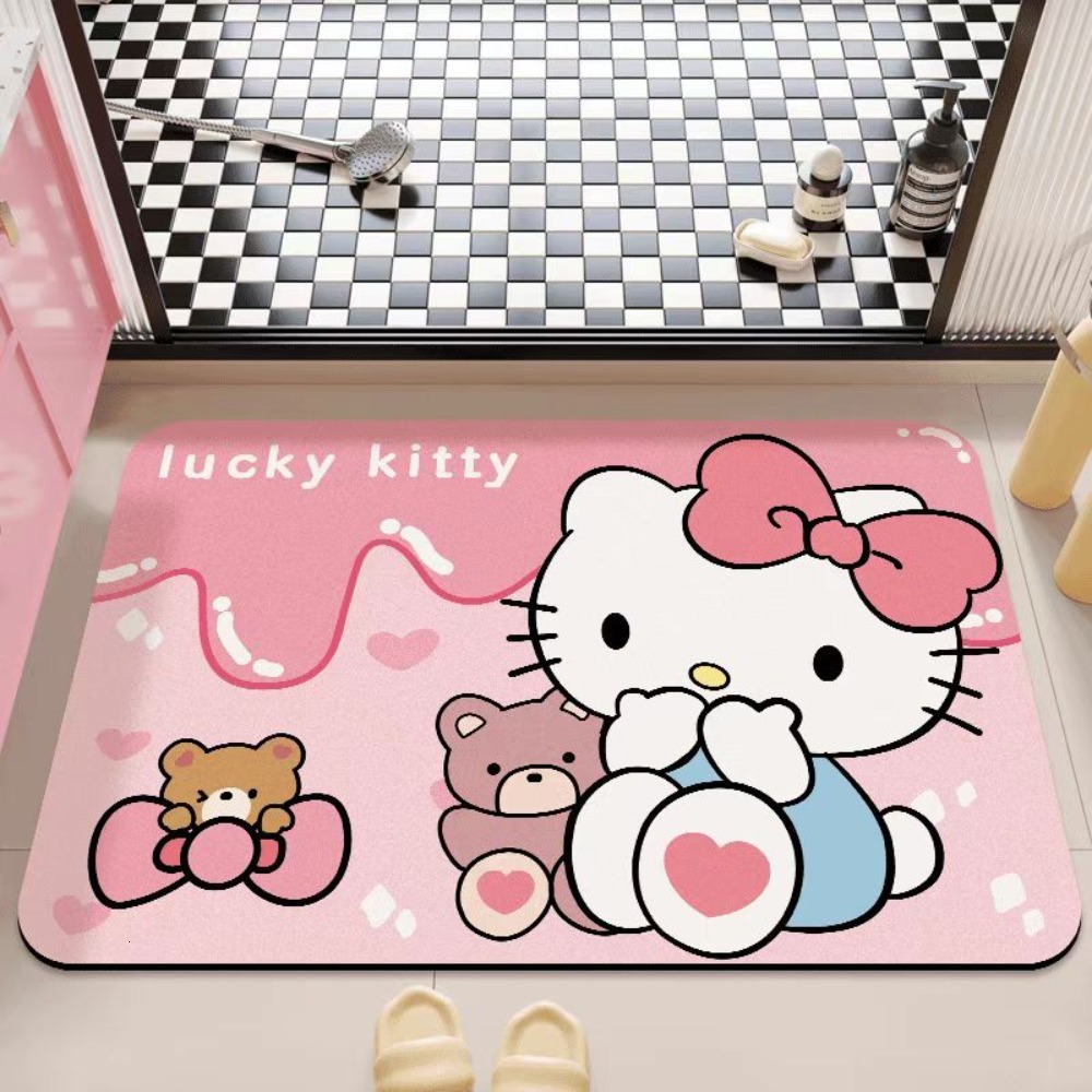 Hello Kitty Bathroom Mat, Non-Slip Absorbent Quick Dry Rug for Toilet Entrance and Shower Room