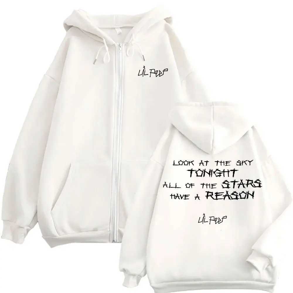Lil Peep Look At The Sky Tonight All of Stars Have A Reason Zipper Hoodie Men Women Hip Hop Fashion Pop Music Zip Up Jacket Z260814