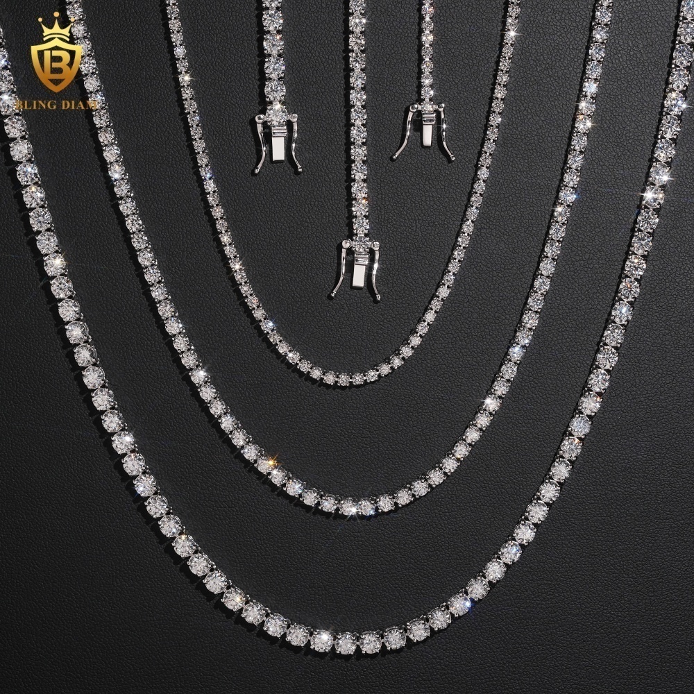 IGI Certified 2mm 3mm 4mm 925 Silver Lab Grown Diamond Tennis Chain Necklace Fahion Jewelry Men Women - view 3