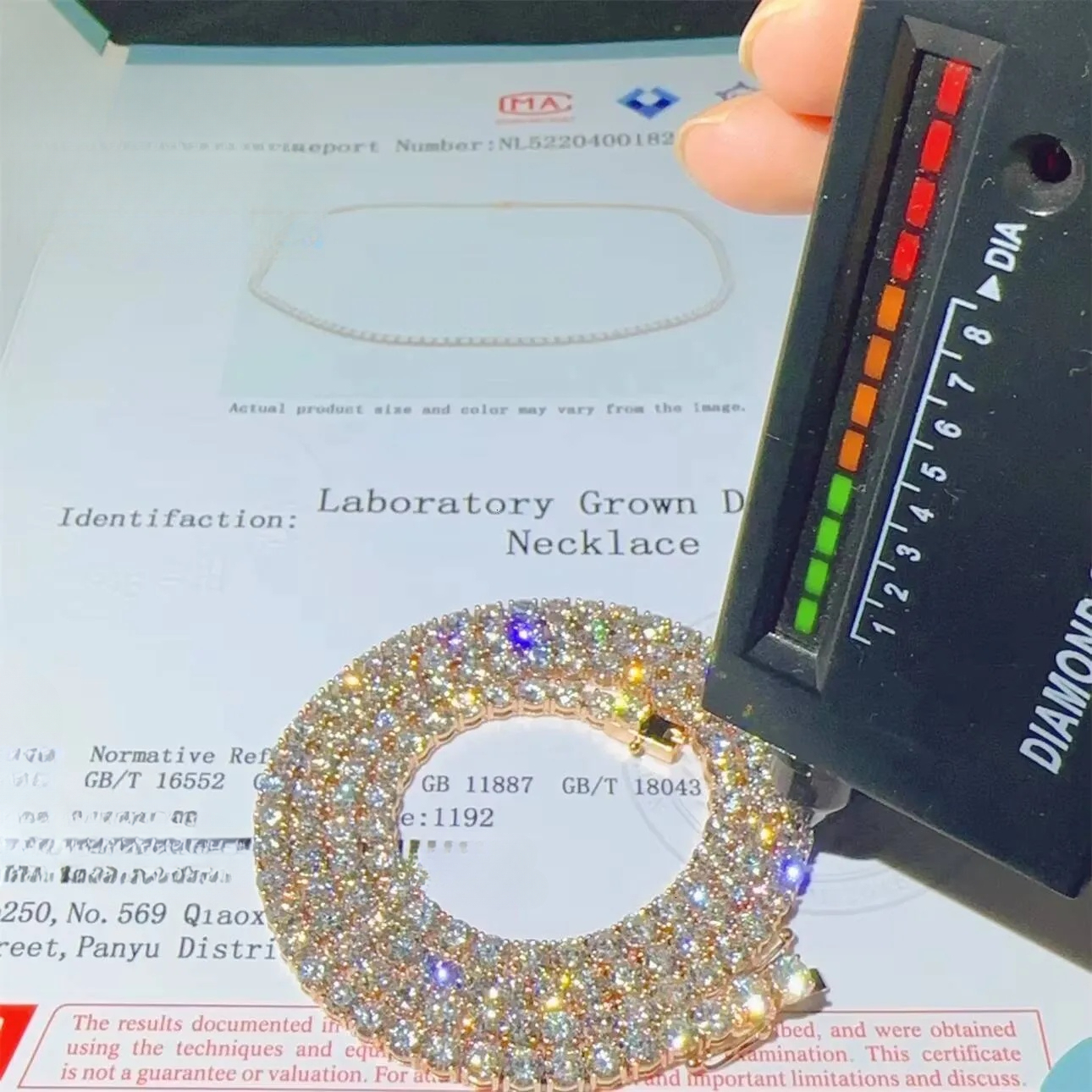 3mm Custom Luxury 10K Real Solid Gold Hip Hop Necklace Lab Grown Diamond hpht Tennis Chain - view 7