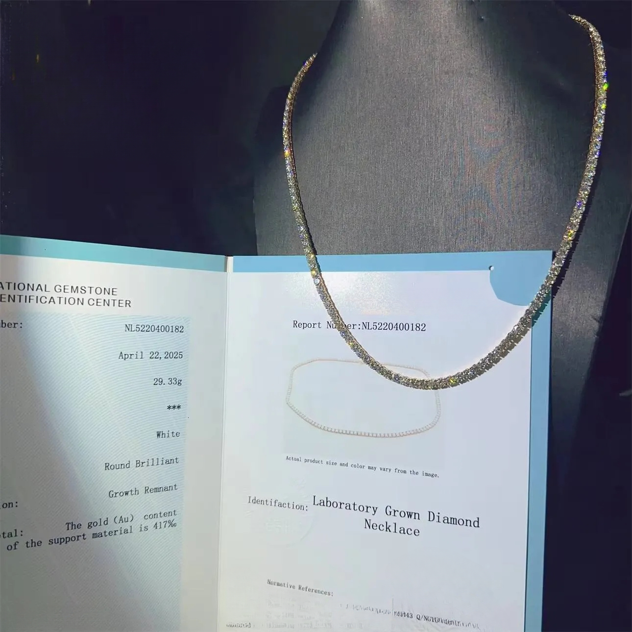 3mm Custom Luxury 10K Real Solid Gold Hip Hop Necklace Lab Grown Diamond hpht Tennis Chain - view 4