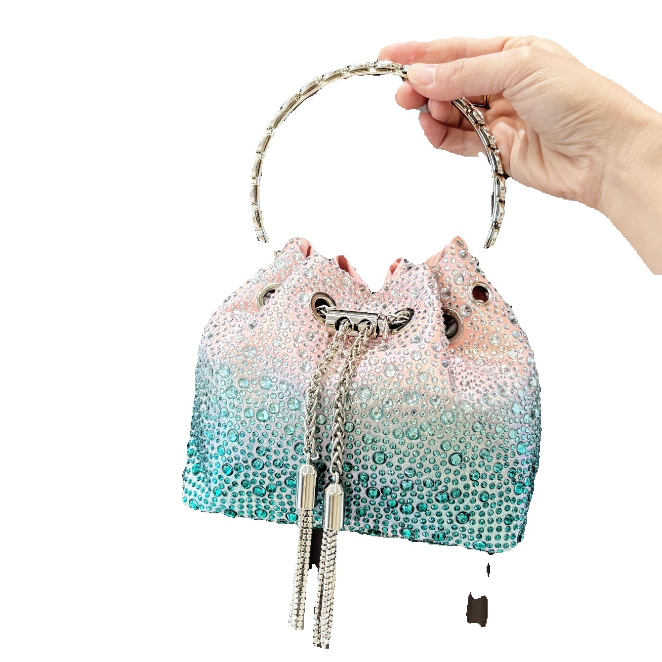 Handle Rhinestones Evening clutch Bag Purses and handbag luxury Designer shoulder Shiny Crystal Clutch purse bucket bag - view 6
