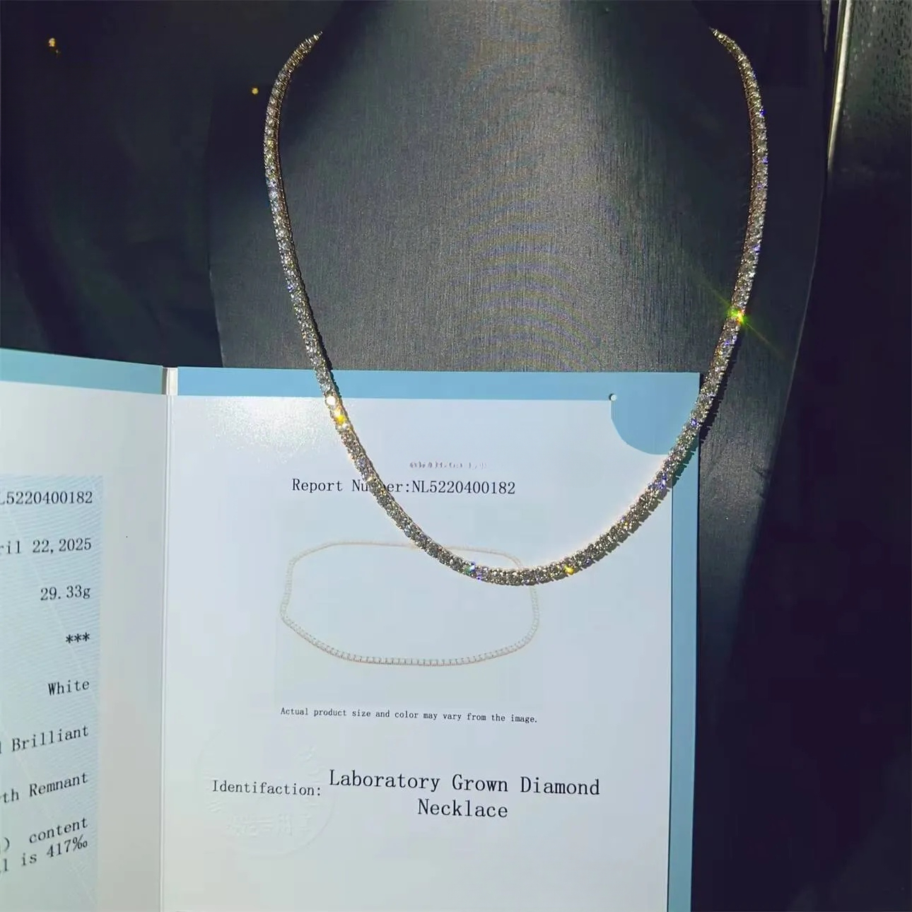 3mm Custom Luxury 10K Real Solid Gold Hip Hop Necklace Lab Grown Diamond hpht Tennis Chain - view 5